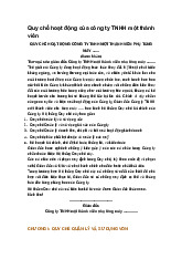 Quy chế hoạt động của công ty TNHH một thành viên