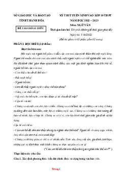 TOP 60 Đề Tuyển Sinh 10 Môn Ngữ Văn Các Tỉnh Thành Năm 2022-2023 (Có Lời Giải)