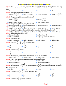 Trắc nghiệm Công thức nhân đôi Công thức hạ bậc lớp 11 (có đáp án)