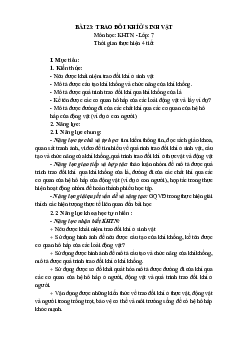 Giáo án Khoa học tự nhiên 7 Sinh học Bài 23: Trao đổi khí ở sinh vật | Cánh diều