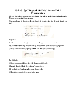 Giải Unit 2 Pronunciation | Sách bài tập Tiếng Anh 11 Global Success