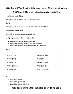 Giải Toán 6 Bài 10: Số nguyên tố. Hợp số. Phân tích một số ra thừa số nguyên tố sách Chân Trời Sáng Tạo