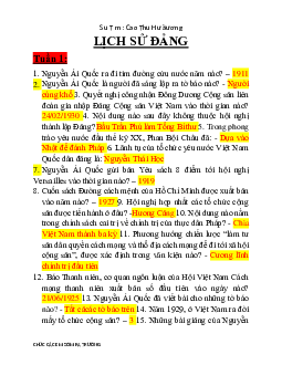 Đề cương ôn thi kết thúc học phần Lịch sử Đảng ( có đáp án) | Đại học Thăng Long