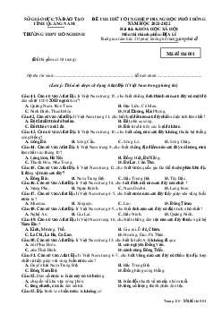 Đề thi thử THPT Quốc gia 2022 môn Địa Lý lần 2 trường THPT Hồ Nghinh, Quảng Nam