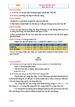 Đề thi HK1 Địa 10 Kết Nối tri thức - Đề 6 (có đáp án)
