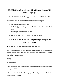 Dàn ý Thuật lại một sự việc trong lễ kỷ niệm ngày Nhà giáo Việt Nam 20/11 của trường em Tiếng việt 4| Chân trời sáng tạo