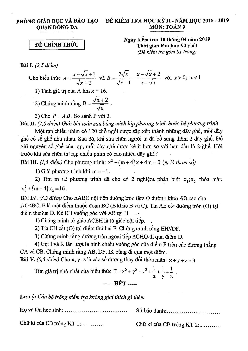 Đề thi học kỳ 2 Toán 9 năm học 2018 – 2019 phòng GD&ĐT Đống Đa – Hà Nội