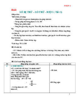 Giáo án Toán 2 sách Chân trời sáng tạo (Cả năm) | Tuần 2