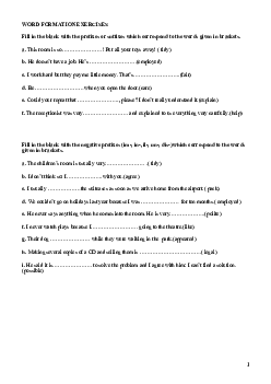 Word Formation Exercises with key
