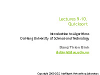 Lectures 9-10. QuicksortIntroduction to AlgorithmsDa Nang University of Science and Technology | Tài liệu Tiếng Anh