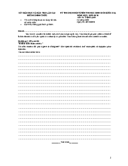 Đề thi kỹ năng nói Lào Cai - Speaking Topics For Nec - Kỳ thi chọn đội tuyển thi học sinh giỏi quốc gia - Sở giáo dục và đào tạo Lào Cai