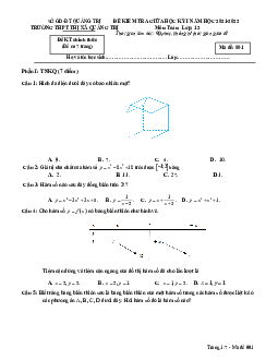 Đề giữa học kì 1 Toán 12 năm 2021 – 2022 trường THPT Thị xã Quảng Trị