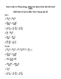 Giải Toán 8 Bài 2: Phép cộng, phép trừ phân thức đại số | Cánh diều