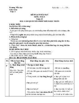 Giáo án Toán lớp 2 Cánh Diều-4 cột học kỳ 2 rất hay-Bộ 3