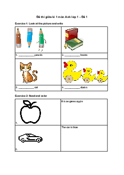 Đề thi giữa kì 1 môn Anh lớp 1 năm học 2023 - 2024 - Đề 1 | Global Success