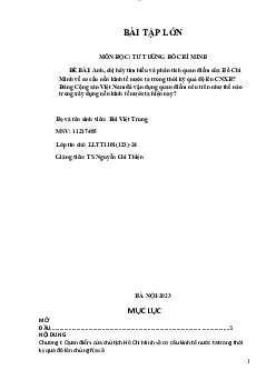 Tiểu luận " Cơ cấu nền kinh tế nước ta trong thời kì quá độ lên CNXH .Đảng Cộng sản Việt Nam đã vận dụng quan điểm trên như thế nào trong quá xây dựng nền kinh tế nước nhà "