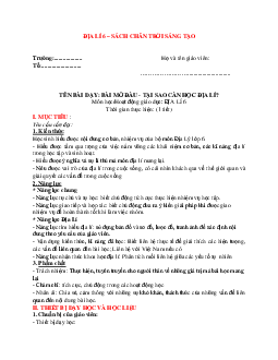 Giáo án Địa lí 6 sách Chân trời sáng tạo (Cả năm)