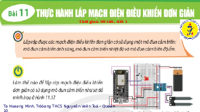Giáo án điện tử Công nghệ 8 Bài 11 Chân trời sáng tạo: Thực hiện lắp mạch điện điều khiển đơn