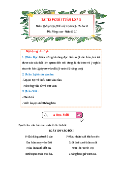 Phiếu bài tập cuối tuần Tiếng Việt lớp 3 Tuần 8 ( nâng cao) | Kết nối tri thức