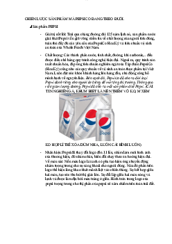 Chiến lược sản phẩm mà pepsico đang theo đuổi