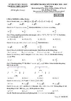 Đề kiểm tra học kỳ I Toán 10 năm 2018 – 2019 trường THPT chuyên Bắc Giang