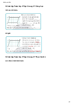 Vở bài tập Toán lớp 4 Bài 54: Hình bình hành Chân trời sáng tạo