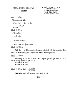 Đề khảo sát chất lượng giữa HKI năm học 2017 – 2018 môn Toán 7 phòng GD và ĐT Thiệu Hóa – Thanh Hóa