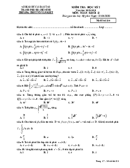 Đề thi học kì 2 Toán 12 năm 2019 – 2020 trường THPT Võ Văn Kiệt – TP HCM