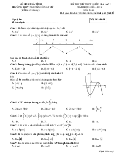 Đề thi thử Toán THPT Quốc gia 2019 lần 1 trường Nguyễn Công Trứ – Hà Tĩnh
