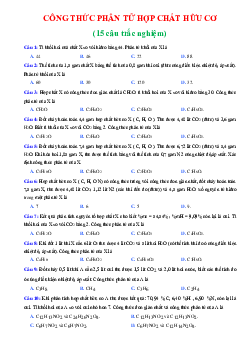 Trắc nghiệm công thức phân tử hợp chất hữu cơ (có đáp án)