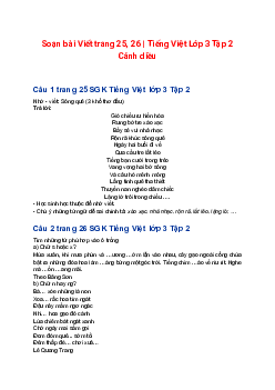 Soạn bài Viết trang 25, 26 | Tiếng Việt Lớp 3 Tập 2 Cánh diều