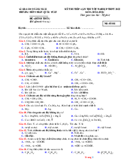 Đề thi thử tốt nghiệp THPT năm 2022 môn hóa học Trường THPT Trần Quốc Tuấn (có đáp án)