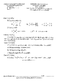 Đề thi HK1 Toán 7 năm 2020 – 2021 phòng GD&ĐT thành phố Lạng Sơn