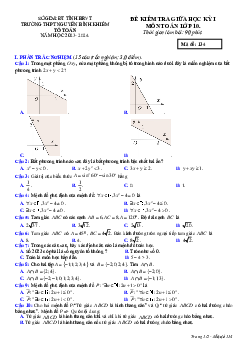 Đề giữa học kỳ 1 Toán 10 năm 2023 – 2024 trường THPT Nguyễn Bỉnh Khiêm – BR VT