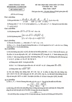 Đề học sinh giỏi cấp tỉnh Toán 9 năm 2023 – 2024 sở GD&ĐT Bắc Ninh