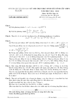 Đề thi chọn học sinh giỏi tỉnh Toán 10 năm 2015 – 2016 sở GD&ĐT Hà Tĩnh