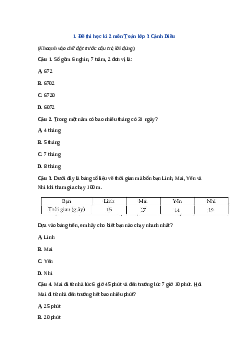 Đề thi cuối kì 2 lớp 3 môn Toán học kì II - đề 3 năm 2022 - 2023 | Cánh diều