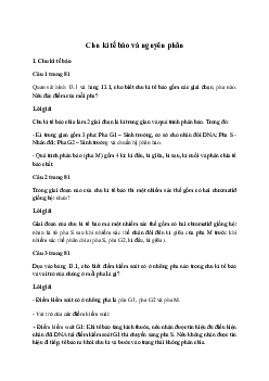 Giải Sinh học 10 Bài 13: Chu kì tế bào và nguyên phân | Cánh diều
