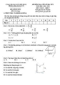 Đề cuối học kỳ 1 Toán 7 năm 2022 – 2023 trường THCS Ngô Tất Tố – TP HCM