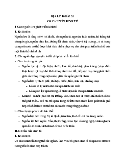 Tóm tắt lý thuyết Địa lý 10 bài 26