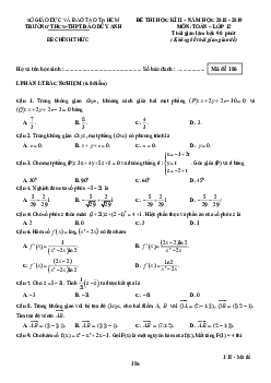 Đề kiểm tra học kỳ 2 Toán 12 năm 2018 – 2019 trường Đào Duy Anh – TP HCM