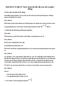 Giải Vật lí 10 Bài 6: Thực hành đo tốc độ của vật chuyển động | Kết Nối Tri Thức