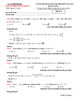 50 câu trắc nghiệm tổng ôn số phức có lời giải chi tiết – Lê Viết Nhơn Toán 12