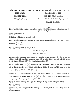 Đề thi vào 10 chuyên môn Toán (chuyên) năm 2021 – 2022 sở GD&ĐT Kiên Giang