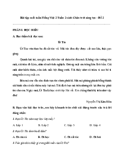 Bài tập cuối tuần Tiếng việt lớp 2 | Chân trời Sáng tạo Tuần 2 Cơ bản