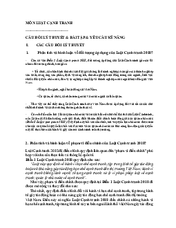 Bộ câu hỏi dạng lý thuyết và bài tập có lời giải và ví dụ môn Luật cạnh tranh