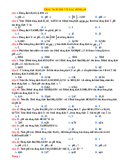 Trắc nghiệm xác định pH của dung dịch Hóa 11 (Có lời giải)