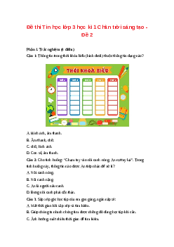 Đề thi Tin học lớp 3 học kì 1 - Đề 2 | Chân trời sáng tạo năm 2022-2023