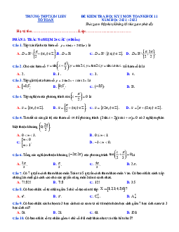 Đề kiểm tra học kỳ 1 Toán 11 năm 2021 – 2022 trường THPT Kim Liên – Hà Nội
