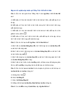 Đáp án trắc nghiệm tập huấn sgk Tiếng Việt 4 | Kết nối tri thức